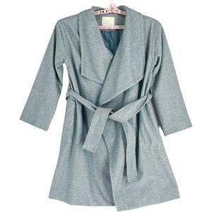 A New Day Women’s Thick Herringbone Belted Knit Wrap Coat W/Pockets Blue Size XS
